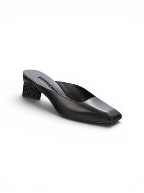 Kendall Miles Nola Mule Black Leather Embellished Heel Size: 38.5